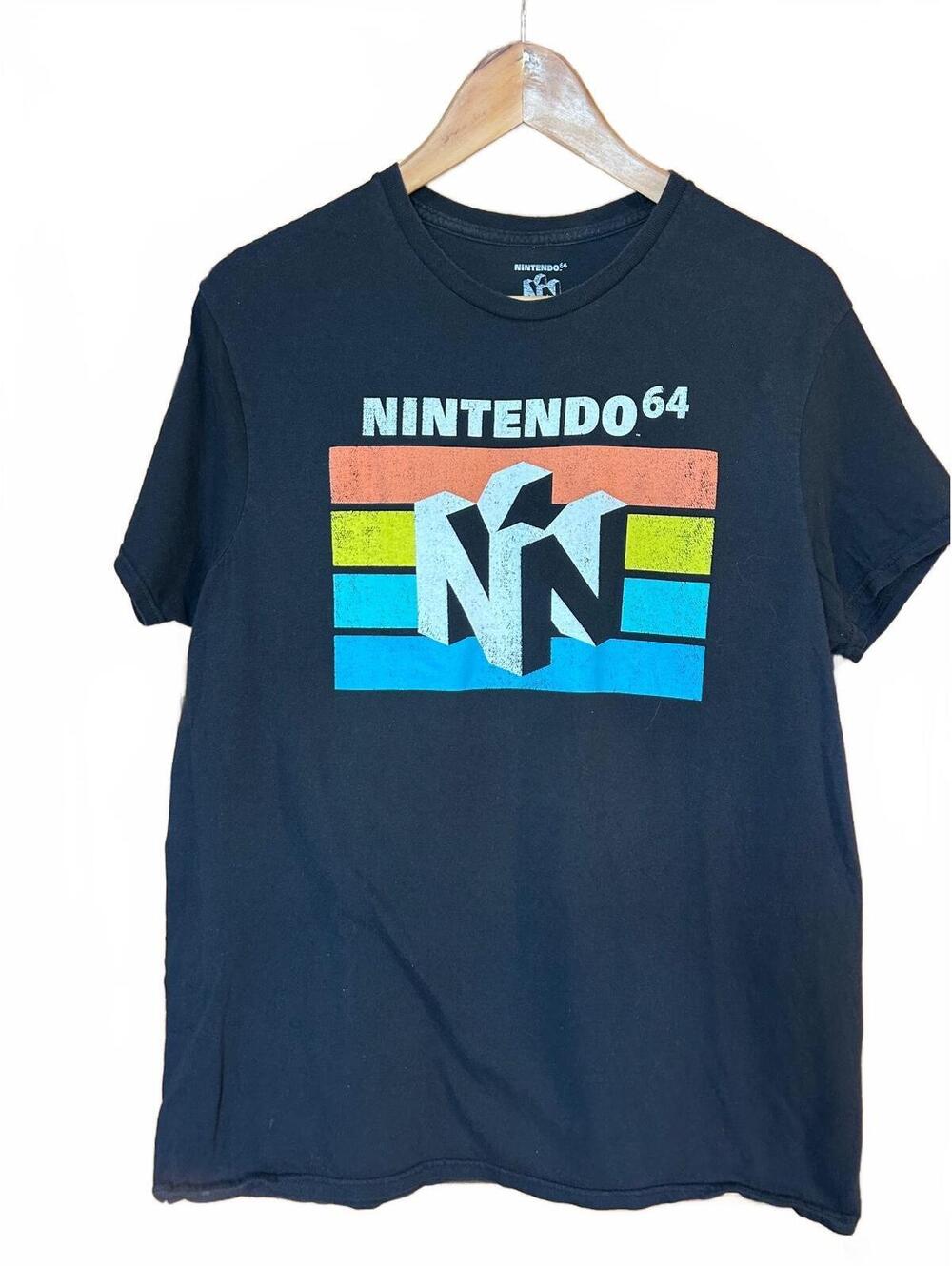 Nintendo 64 Black Graphic T-Shirt Size Large